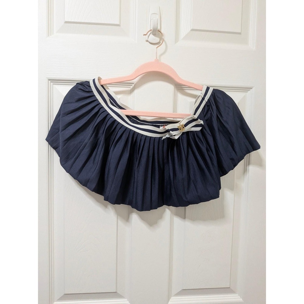 Y2K Juicy Couture Navy Pleated Ultra Low Rise Micro Mini Skirt Sailor 36 Small